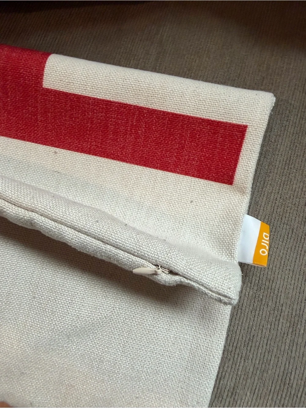 Love Canvas Throw Pillow Covers - Red on Cream
